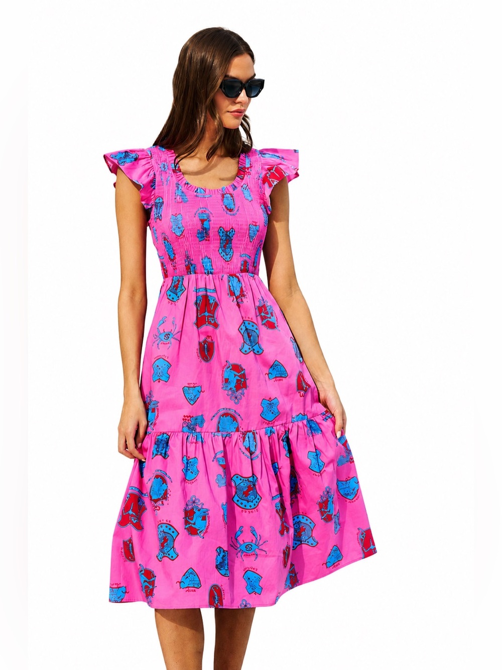 Sugarlips Glare Smock Tiered Midi Dress Zodiac Size Small Brand New With Tags